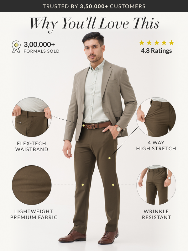 Always Olive Relaxed Fit Stretch Formal Pants