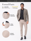 Bison Beige Textured Slim Fit Stretch Formal Pants