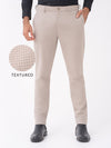 Bison Beige Textured Slim Fit Stretch Formal Pants