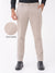 Bison Beige Textured Slim Fit Stretch Formal Pants