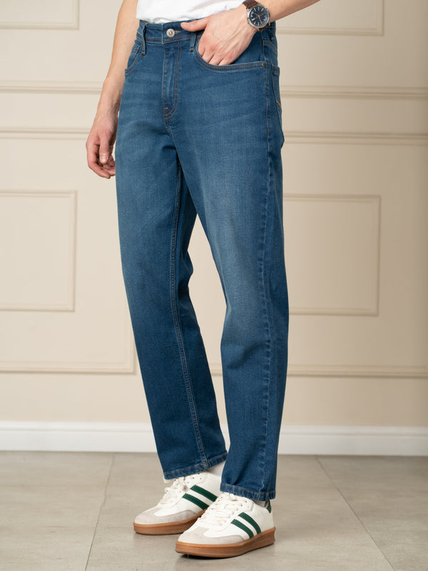 Breaker Blue Whiskered Relaxed Fit Jeans