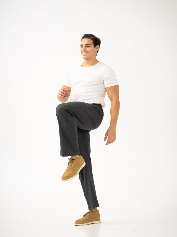 Pewter Grey Relaxed Fit Korean Pintuck Pants