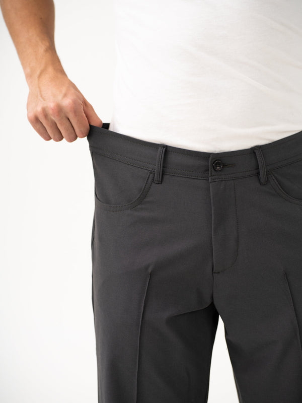 Pewter Grey Relaxed Fit Korean Pintuck Pants