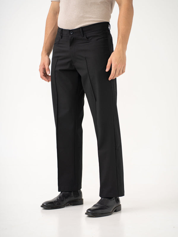 Lunar Black Relaxed Fit Korean Pintuck Pants
