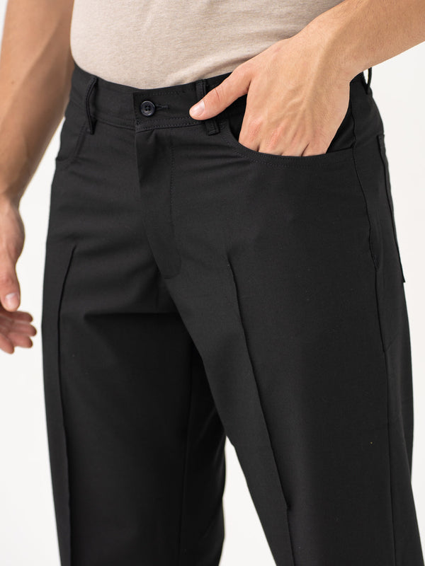 Lunar Black Relaxed Fit Korean Pintuck Pants