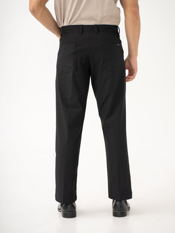 Lunar Black Relaxed Fit Korean Pintuck Pants