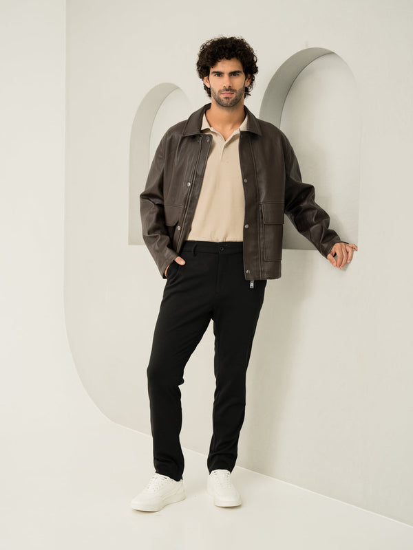 Deep Black Slim Fit Power Stretch Pants