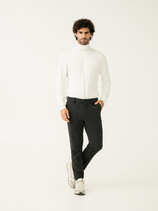 Belfast Black Checks Slim Fit Power Stretch Pants