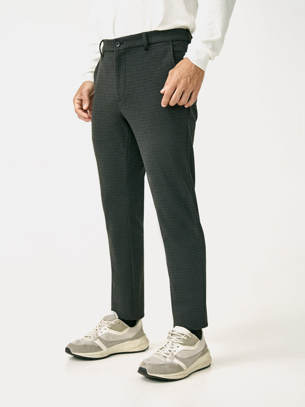 Belfast Black Checks Slim Fit Power Stretch Pants