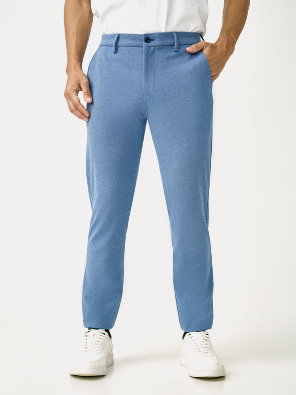 Tidal Blue Melange Slim Fit Power Stretch Pants