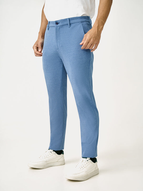 Tidal Blue Melange Slim Fit Power Stretch Pants