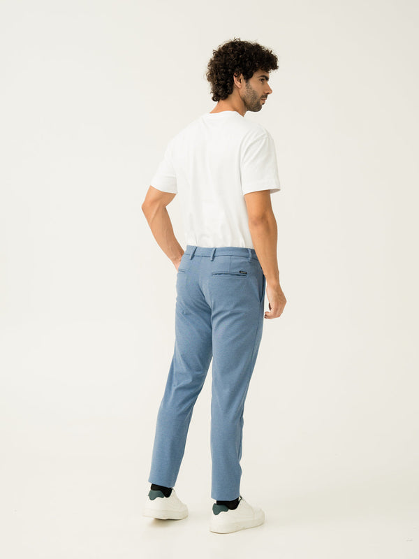 Tidal Blue Melange Slim Fit Power Stretch Pants