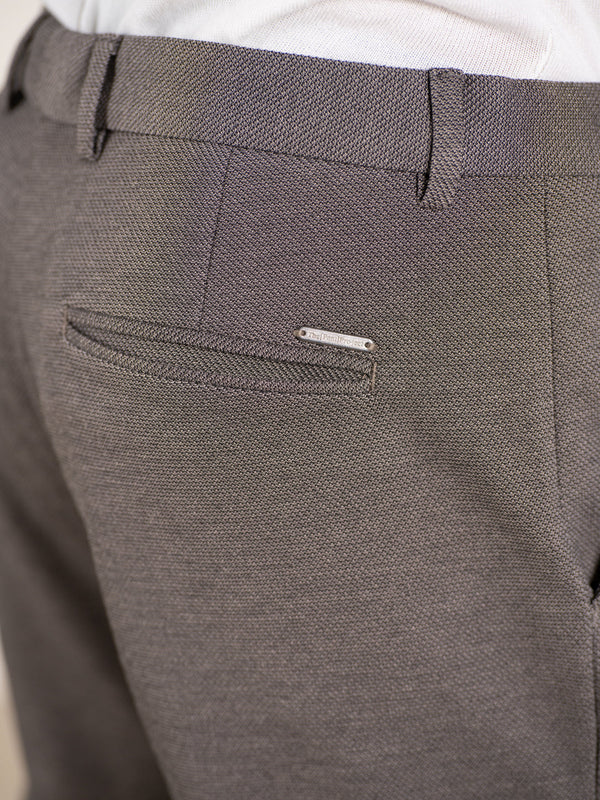 Geometry Beige Textured Slim Fit Power Stretch Pants