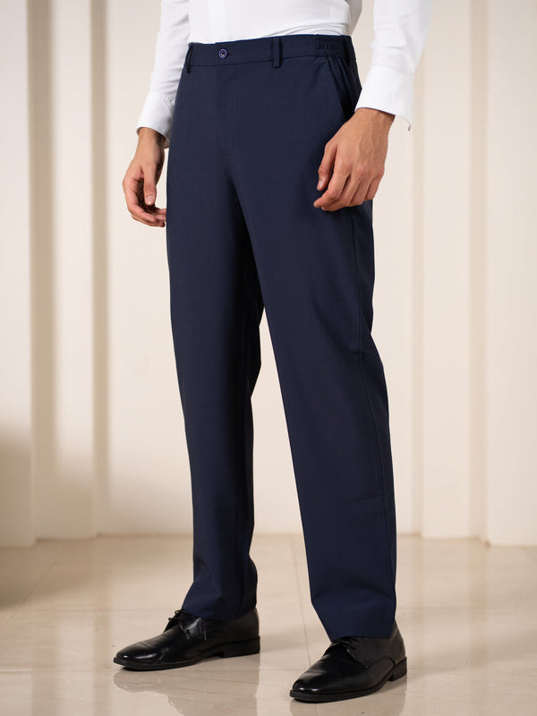 Uplift Navy 247 Relaxed Fit Smart Formal Trousers