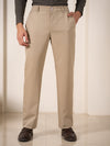 Uncommon Beige 247 Relaxed Fit Smart Formal Trousers