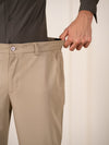Uncommon Beige 247 Relaxed Fit Smart Formal Trousers