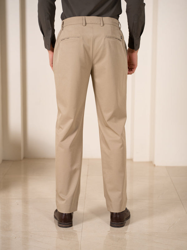 Uncommon Beige 247 Relaxed Fit Smart Formal Trousers