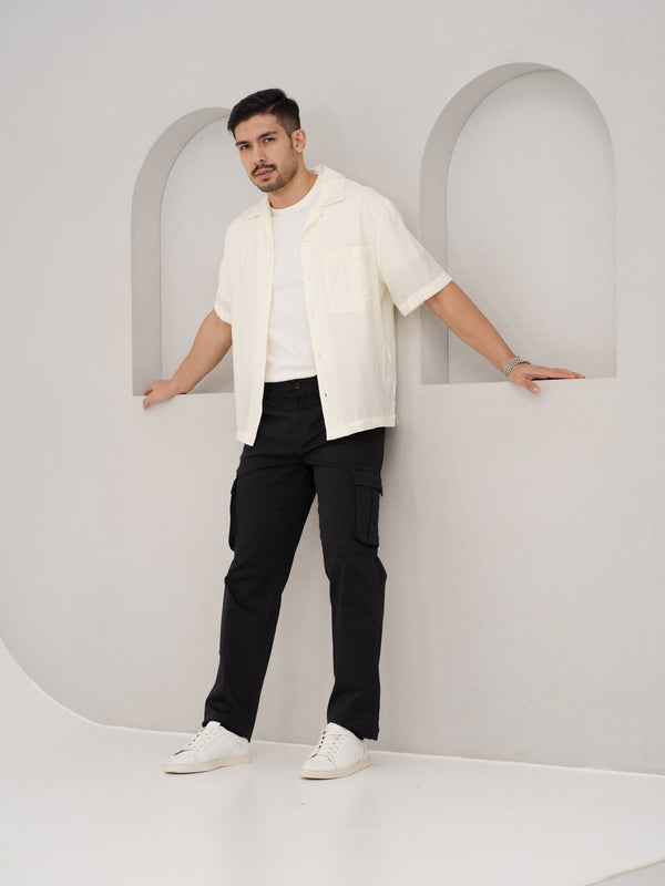 City Black Relaxed Fit Stretch Cargo Pants