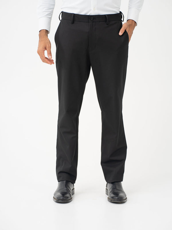 Brisk Black Water Repellent Relaxed Fit Stretch Formal Pants
