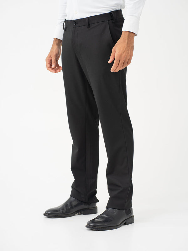 Brisk Black Water Repellent Relaxed Fit Stretch Formal Pants