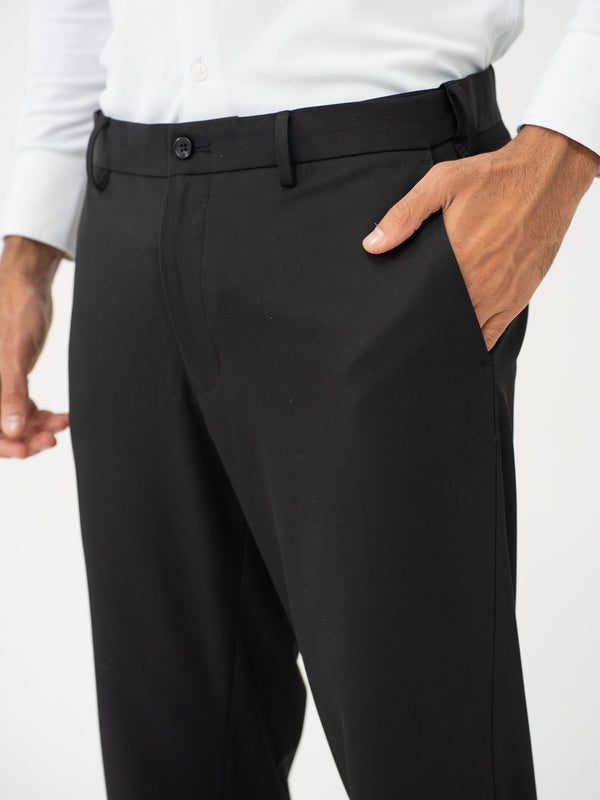 Brisk Black Water Repellent Relaxed Fit Stretch Formal Pants