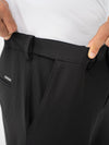 Brisk Black Water Repellent Relaxed Fit Stretch Formal Pants