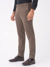 Stag Brown Textured Slim Fit Stretch Formal Pants