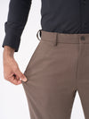 Stag Brown Textured Slim Fit Stretch Formal Pants