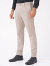 Bison Beige Textured Slim Fit Stretch Formal Pants