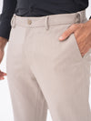 Bison Beige Textured Slim Fit Stretch Formal Pants