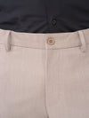 Bison Beige Textured Slim Fit Stretch Formal Pants