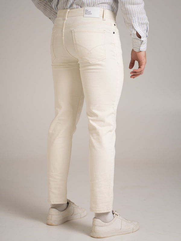 Ecru Beige Relaxed Fit Jeans