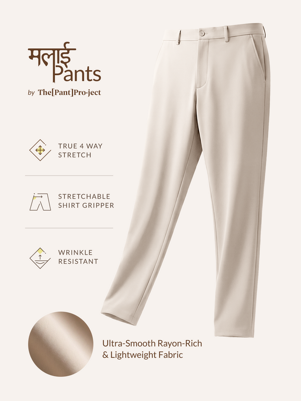 Malai Cream Soft-touch Slim Fit Power Stretch Pants