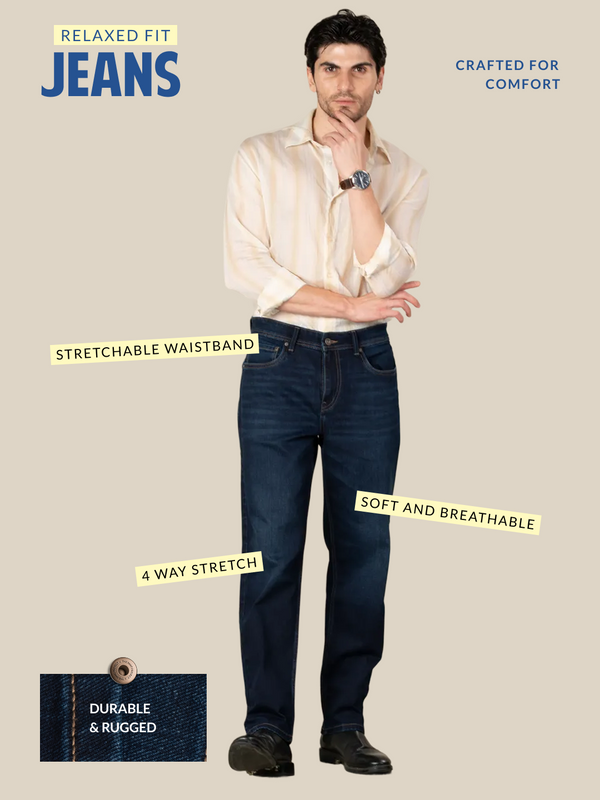 Venice Indigo Whiskered Relaxed Fit Jeans