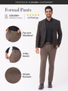 Stag Brown Textured Slim Fit Stretch Formal Pants