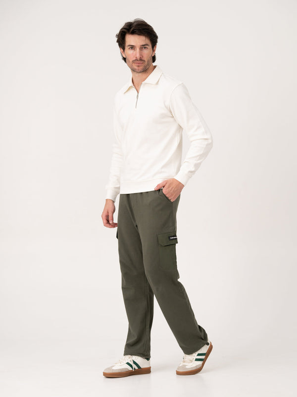 March Olive Relaxed Fit Cargo Sweatpants