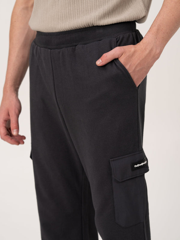 Neutral Grey Relaxed Fit Cargo Sweatpants