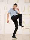 Distant Black Houndstooth Slim Fit Power Stretch Pants