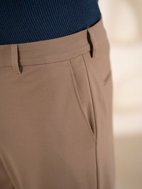Malai Khaki Soft-touch Slim Fit Power Stretch Pants