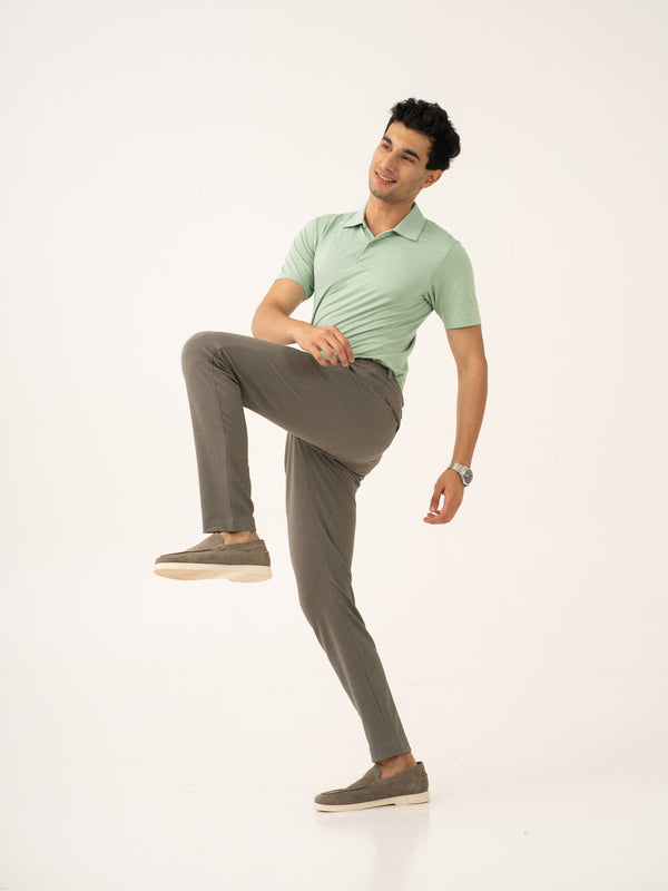 Crypto Green Waffle Textured Power-Stretch Pants