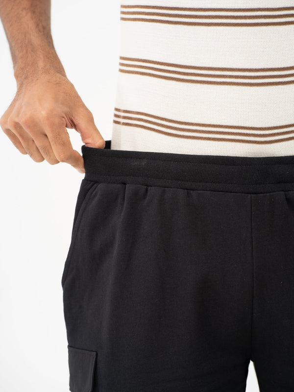 Dash Black Relaxed Fit Cargo Sweatshorts