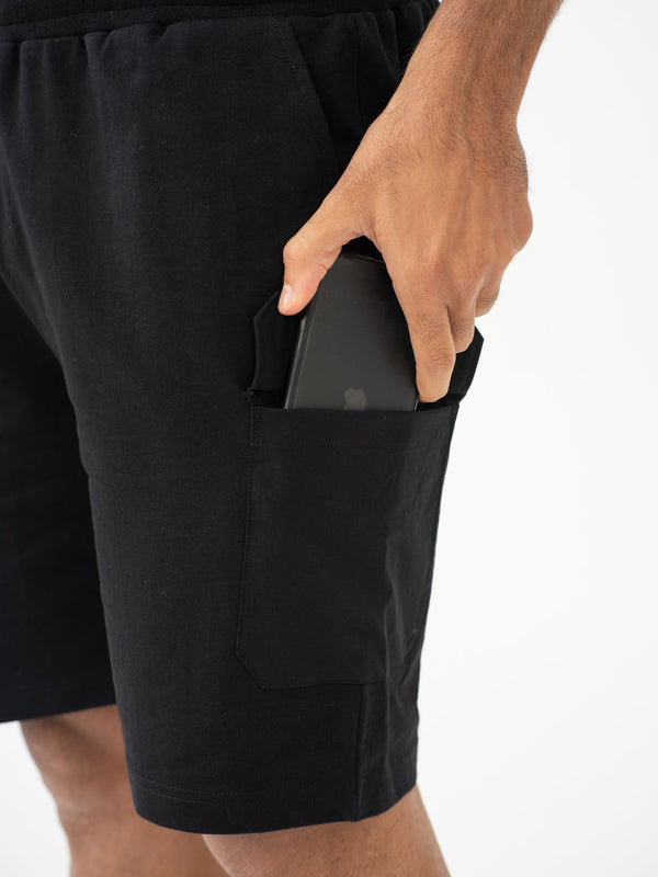 Dash Black Relaxed Fit Cargo Sweatshorts