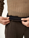 Cacao Brown Houndstooth Slim Fit Power Stretch Pants